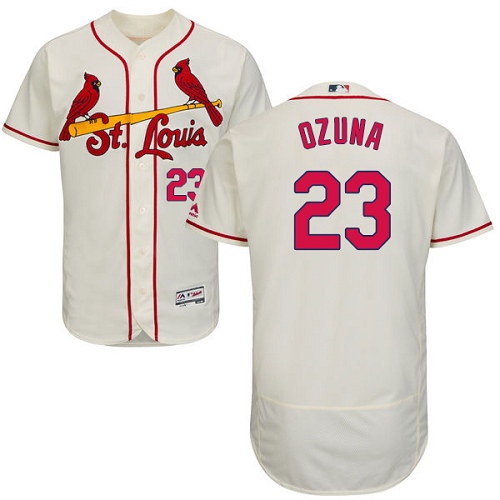 Cardinals #23 Marcell Ozuna Cream Flexbase Authentic Collection Stitched MLB Jersey